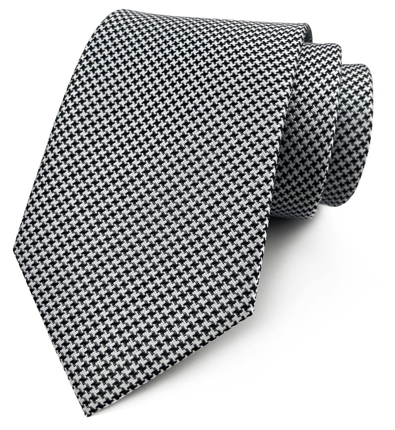 Secdtie Men's Classic Solid Color Ties Soft Business Casual Attire Suit Neckties (One Size, Silver Black) - Image 1